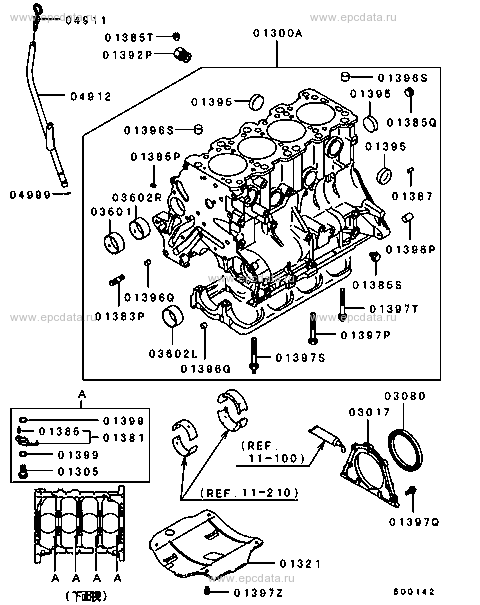 Cylinder block for Mitsubishi Lancer SNDF - Auto parts - Amayama