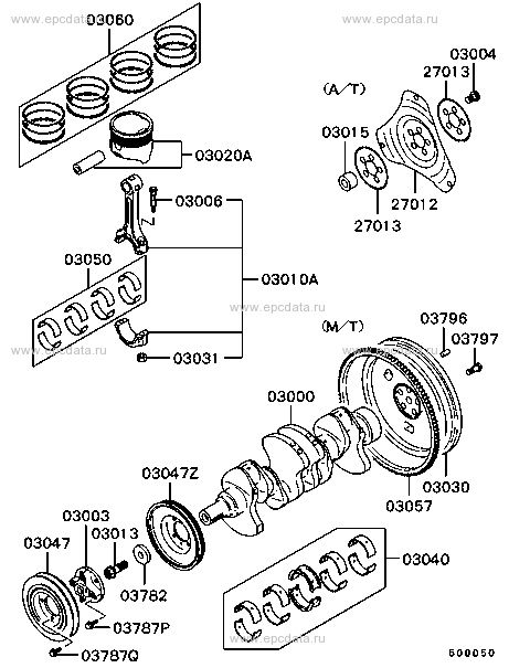 Piston & crankshaft for Mitsubishi Galant 6 generation, restyling 10. ...