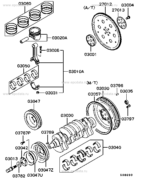 Piston & crankshaft for Mitsubishi Delica 3 generation, restyling 08. ...