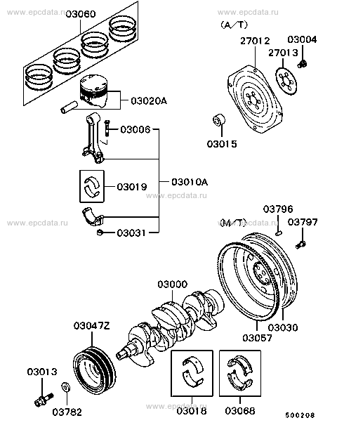 Piston & crankshaft for Mitsubishi Lancer SNJE - Genuine parts - Amayama