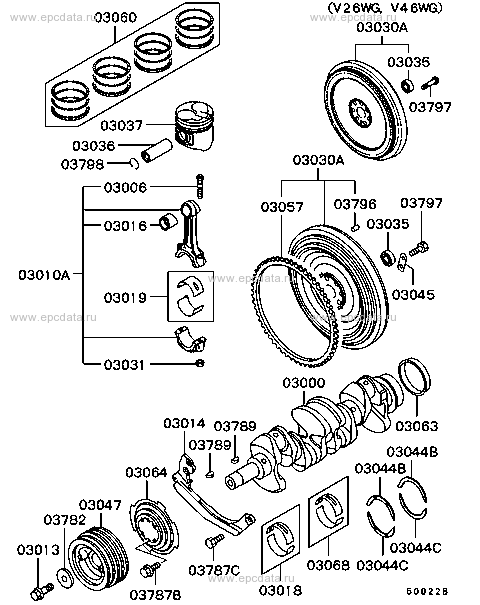 Piston & crankshaft for Mitsubishi Pajero NHF - Auto parts - Amayama