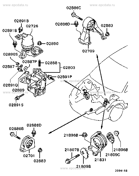 Engine mounting & support for Mitsubishi Lancer Cedia 9 generation 05. ...