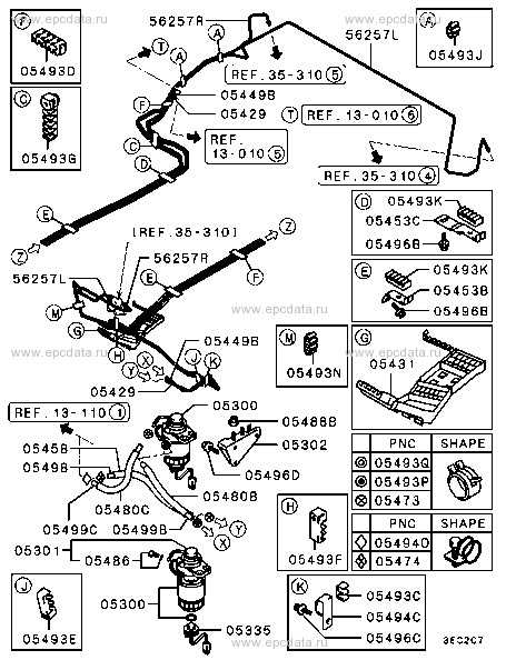 Fuel line & vapor gas control for Mitsubishi Mirage SNXT - Auto 