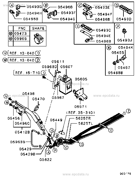 Fuel line & vapor gas control for Mitsubishi Lancer CS, 9 