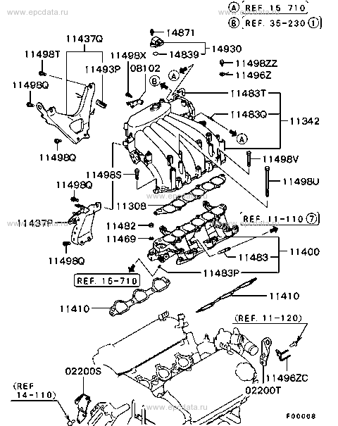 Inlet manifold for Mitsubishi Diamante F3#A, 2 generation, restyling 07 ...