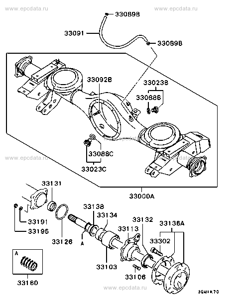 Rear axle housing & shaft for Mitsubishi Challenger K9_W, 1 generation ...