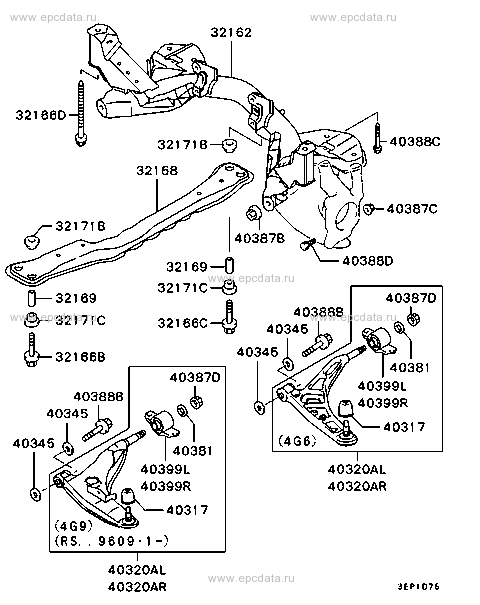 Front susp arm & member for Mitsubishi Lancer SNGF - Genuine parts ...