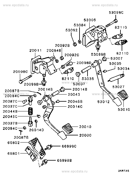 Brake & clutch pedal for Mitsubishi Pajero V30/V40, 2 generation 01. ...