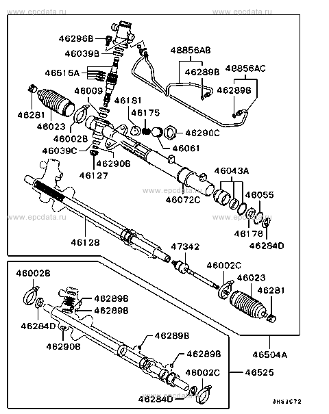 STEERING GEAR DISASSEMBLED PARTS
