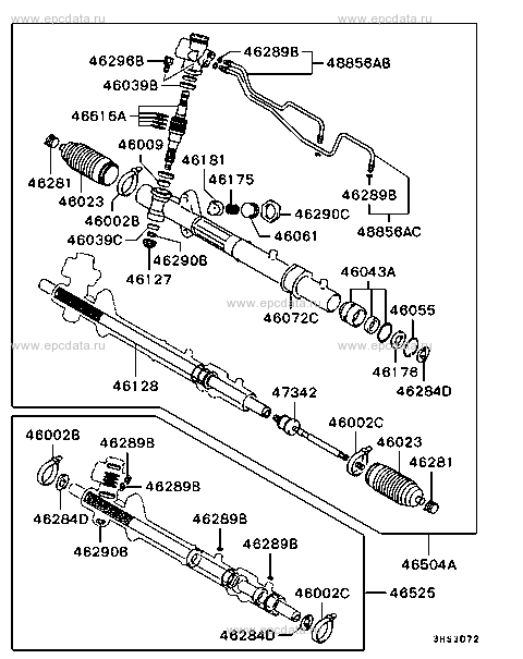 STEERING GEAR DISASSEMBLED PARTS