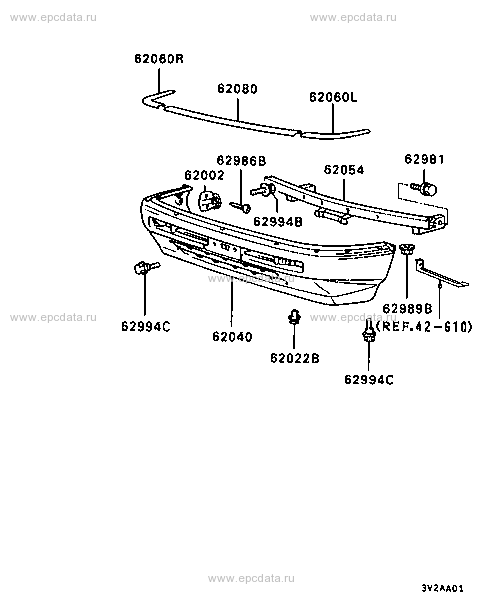 Front bumper & support for Mitsubishi Mirage LNSCG - Genuine parts 