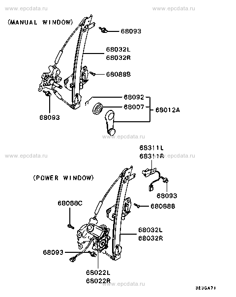 Rear door window regulator for Mitsubishi Lancer SNGF - Auto parts ...