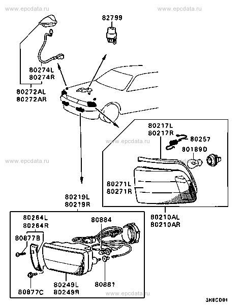 Front exterior lamp for Mitsubishi Galant 6 generation 10.1987 - 09. ...