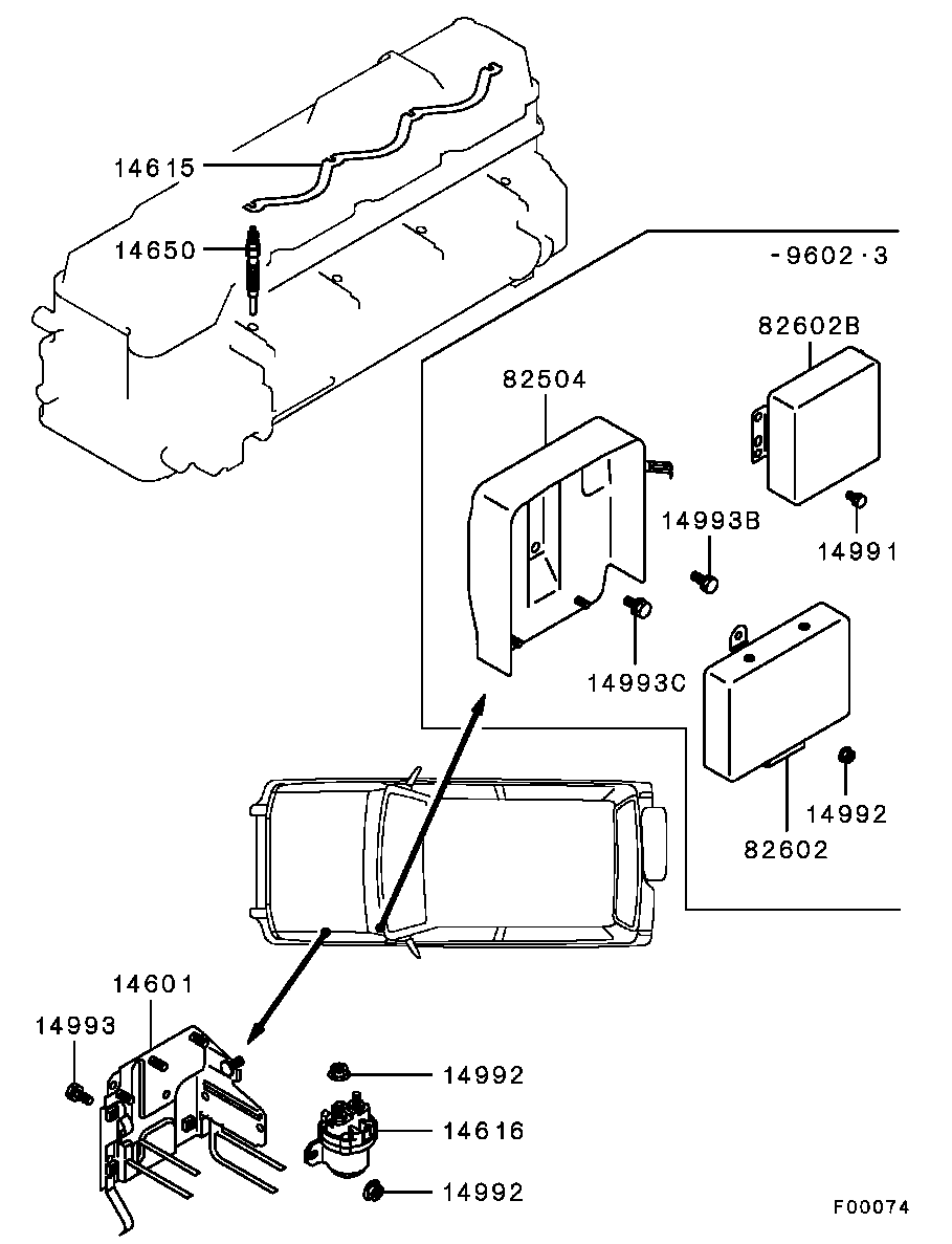 Glow plug & relay for Mitsubishi Pajero V46W, XG(-9406)/XF(9407-)(SS4 ...